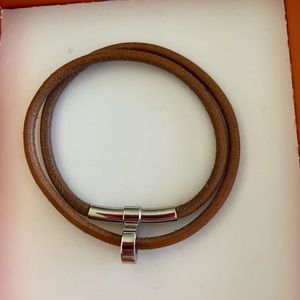 Hermes leather choker with silver detail